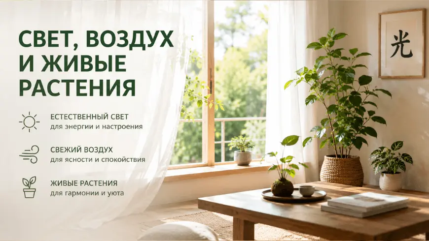 Естественный свет живые растения и свежий воздух создают уют в доме